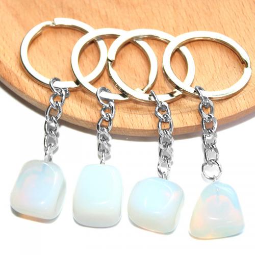 Bag Purse Charms Keyrings Keychains, Natural Stone, with Iron, irregular, silver color plated, fashion jewelry & different materials for choice & Unisex, more colors for choice, Length about 20-30mm, Sold By PC