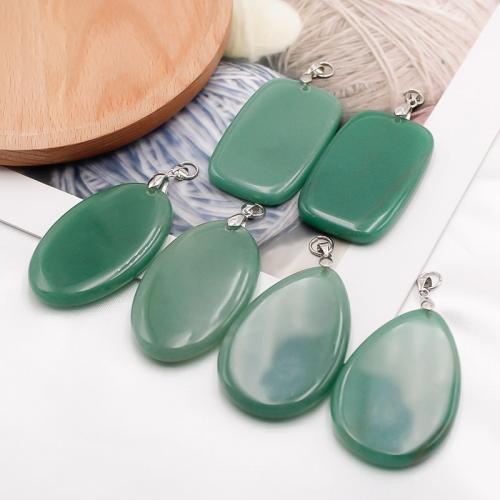 Gemstone Pendants Jewelry, Green Aventurine, Different Shape for Choice & fashion jewelry & DIY, more colors for choice, 52x32mm, Sold By PC