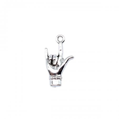 Zinc Alloy main pendentifs, alliage de zinc, Plaqué de couleur d'argent, bijoux de mode & DIY, 21x12mm, Vendu par PC