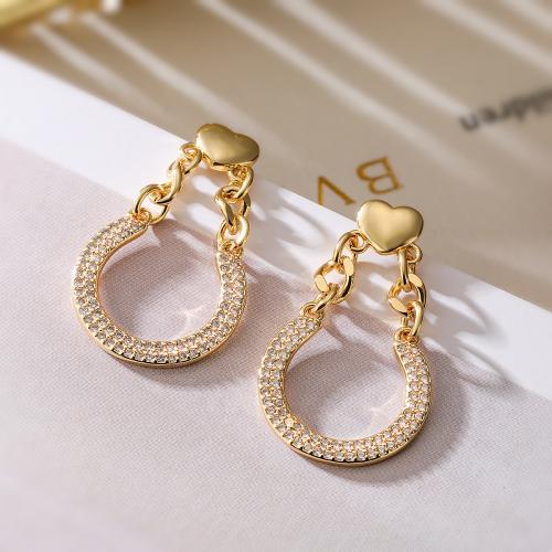 Cubic Zirconia Micro Pave Brass Earring, 18K gold plated, fashion jewelry & different styles for choice & micro pave cubic zirconia & for woman, nickel, lead & cadmium free, Sold By Pair