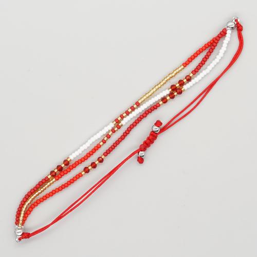 Bracelet de perles de verre, Seedbead, avec corde de coton, fait à la main, Longueur réglable & bijoux de mode & unisexe & pour femme, plus de couleurs à choisir, Longueur:Environ 11.02 pouce, Vendu par PC