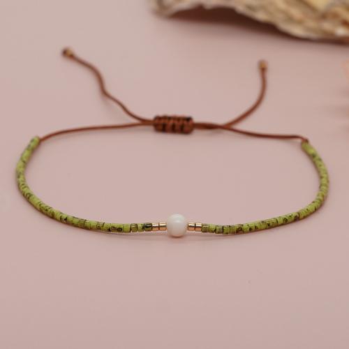 Bracelet de perles de verre, Seedbead, avec corde de coton, fait à la main, Longueur réglable & bijoux de mode & pour femme, plus de couleurs à choisir, Longueur:Environ 11.02 pouce, Vendu par PC