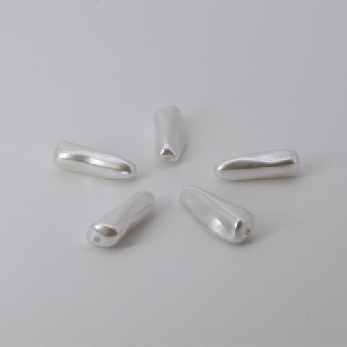 ABS Plastic Beads, ABS Plastic Pearl, Baroque, painted, DIY, white, 28x10mm, Sold By PC