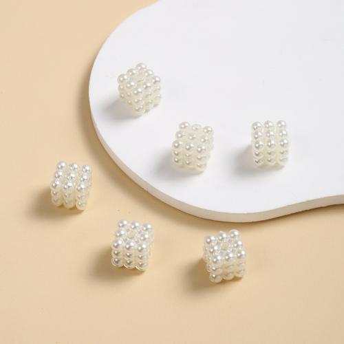 Koraliki plastikowe , Tworzywa ABS perła, Kwadrat, DIY & różnej wielkości do wyboru, biały, sprzedane przez PC