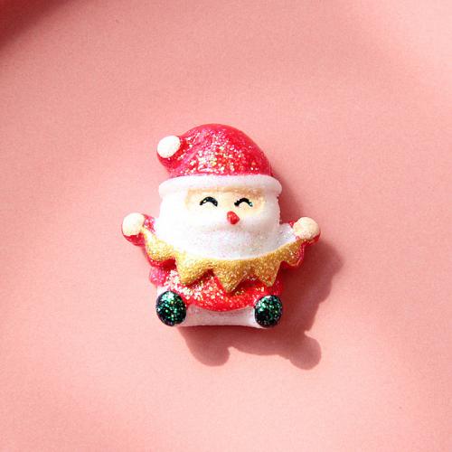 Mobile Phone DIY Decoration, Resin, Santa Claus, Christmas Design, mixed colors, 26x27mm, Approx 50PCs/Bag, Sold By Bag