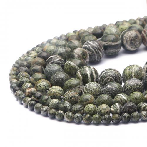 Χάντρες Κοσμήματα πολύτιμος λίθος, Zebra Jasper, Γύρος, DIY & διαφορετικό μέγεθος για την επιλογή, πράσινος, Sold Per Περίπου 38 cm Strand