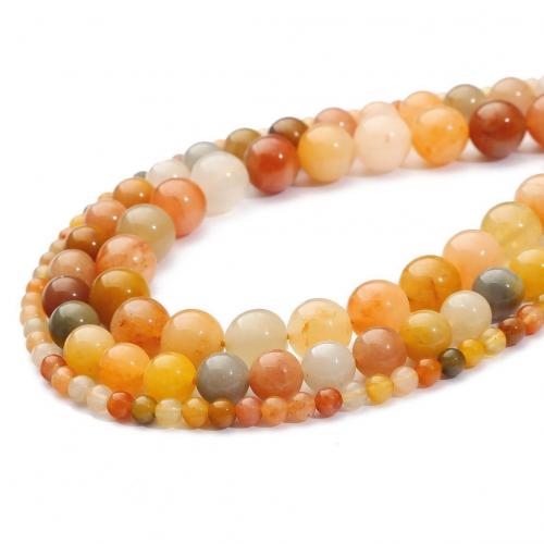 Natural Jade Beads, Lighter Imperial Jade, Round, DIY & different size for choice, golden, Sold Per Approx 38 cm Strand