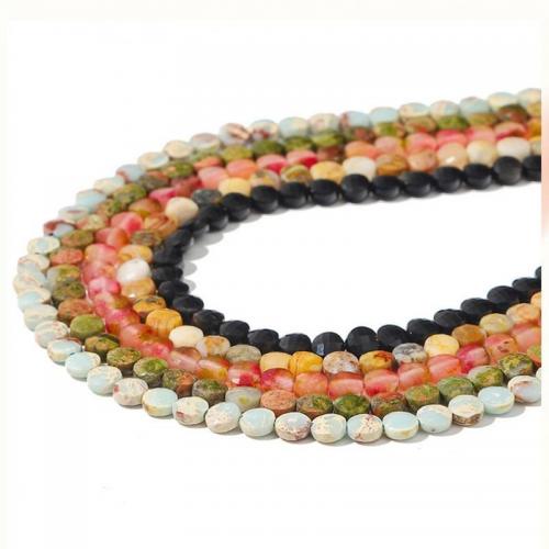 Gemstone Jewelry Beads, Natural Stone, Flat Round, DIY & different materials for choice & faceted, more colors for choice, 6x4mm, Sold Per Approx 38 cm Strand