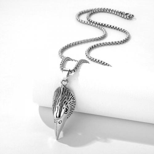 Stainless Steel Sweater Chain Necklace 304 Stainless Steel eagle antique silver color plated Unisex Length 60 cm Sold By PC