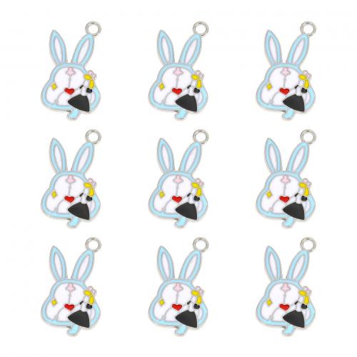 Tibetan Style Enamel Pendants, Rabbit, silver color plated, DIY, more colors for choice, 27.70x15.60x1.30mm, 300PCs/Bag, Sold By Bag