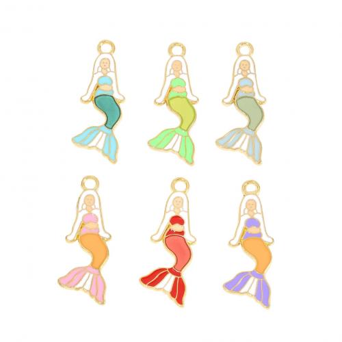 Tibetan Style Enamel Pendants, Mermaid, gold color plated, DIY, more colors for choice, 31.30x11.20x1.30mm, 300PCs/Bag, Sold By Bag