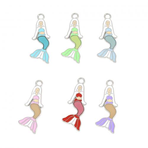 Tibetan Style Enamel Pendants, Mermaid, silver color plated, DIY, more colors for choice, 31.30x11.20x1.30mm, 300PCs/Bag, Sold By Bag