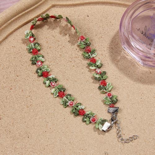Collar Necklace, Tibetan Style, with Lace & Cloth, Flower, silver color plated, different styles for choice & for woman, more colors for choice, Length:32 cm, Sold By PC