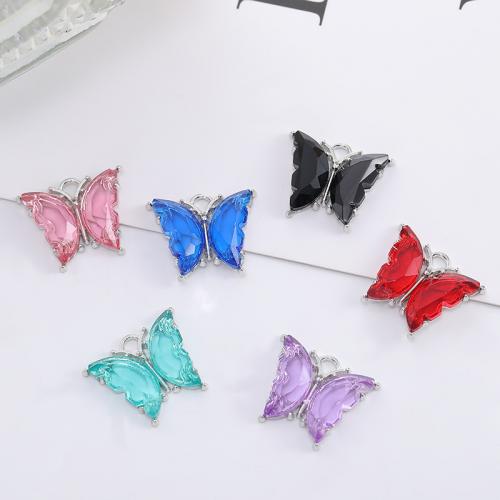 Tibetan Style Animal Pendants, Butterfly, plated, DIY & micro pave cubic zirconia, more colors for choice, nickel, lead & cadmium free, 21x18mm, 20PCs/Bag, Sold By Bag