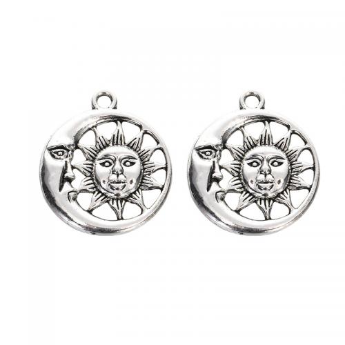 Tibetan Style Pendants, Round, plated, DIY, silver color, nickel, lead & cadmium free, 26x30mm, 50PCs/Bag, Sold By Bag