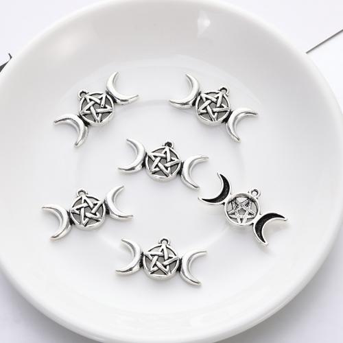 Zinc Alloy Pendants Moon and Star plated DIY silver color nickel lead & cadmium free Sold By Bag
