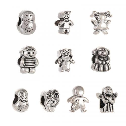Zink Alloy Smycken Pärlor, Pojke, plated, DIY & olika mönster för val, silver, nickel, bly och kadmium gratis, 50PC/Bag, Säljs av Bag