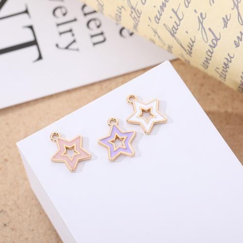 Tibetan Style Enamel Pendants, Star, plated, DIY, more colors for choice, nickel, lead & cadmium free, 10x16mm, 50PCs/Bag, Sold By Bag