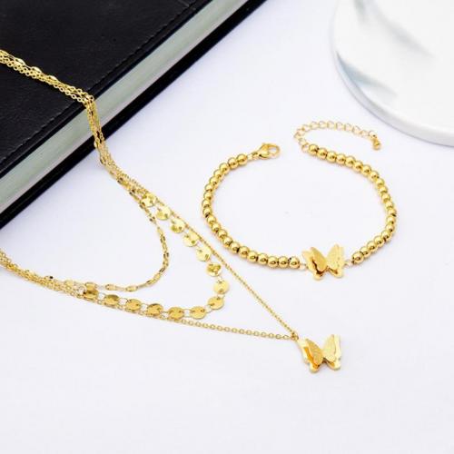 Jewelry Sets, Titanium Steel, plated, fashion jewelry & different styles for choice & for woman, gold, nickel, lead & cadmium free, Necklace length: 38+5cm; Bracelet length: 16.5+4cm., Sold By PC
