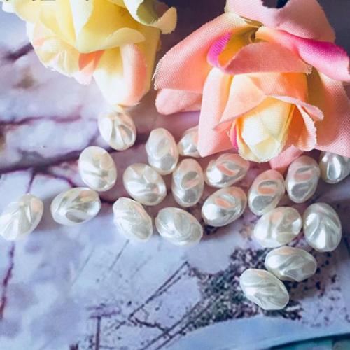 Perles bijoux en résine, Hyacinth Bean, vernis au four, DIY, blanc, 10x7mm, Environ 1000PC/sac, Vendu par sac