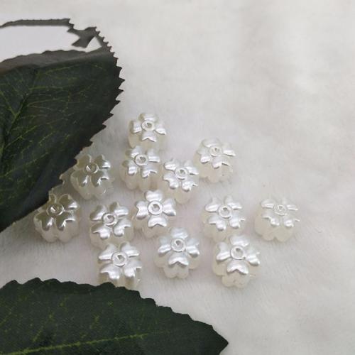 ABS Plastic Beads, Four Leaf Clover, painted, DIY, white, 10x8mm, Length:1 , Approx 1000PCs/Bag, Sold By Bag
