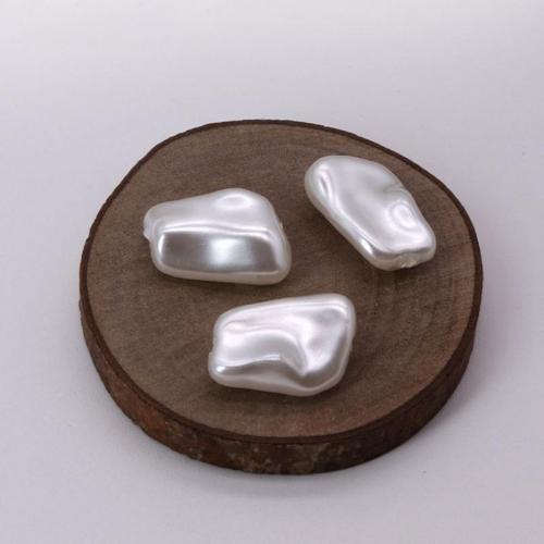 Perles en plastique ABS, Baroque, peinture, DIY, blanc, 14x9mm, Environ 300PC/sac, Vendu par sac