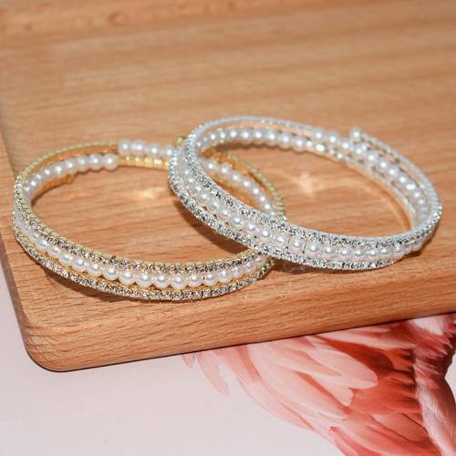 Tibetan Style Bangle, with Plastic Pearl, plated, fashion jewelry & different styles for choice & for woman & with rhinestone, more colors for choice, nickel, lead & cadmium free, Diameter :5.5cm, width :0.8cm., Sold By PC