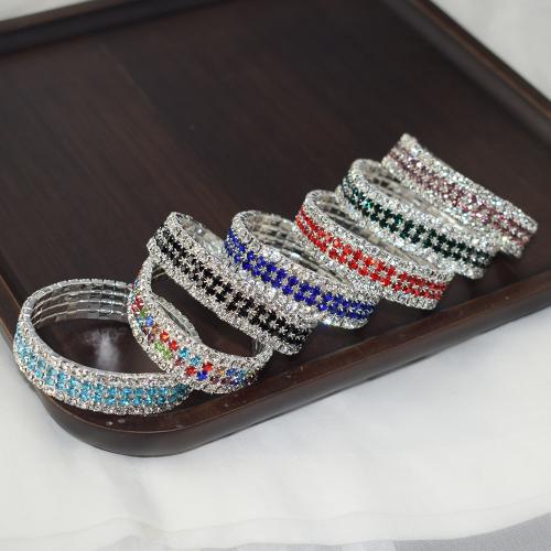 Tibetan Style Bangle, plated, fashion jewelry & for woman & with rhinestone, more colors for choice, nickel, lead & cadmium free, Diameter :5.5cm, width :1.3cm., Sold By PC