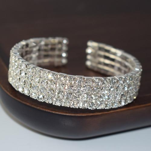 Zinc Alloy Bangle plated fashion jewelry & for woman & with rhinestone nickel lead & cadmium free 1 row width :3mm; 2 row width :0.7cm; 3 row width :1cm; 5 row width :1.8cm. Sold By PC