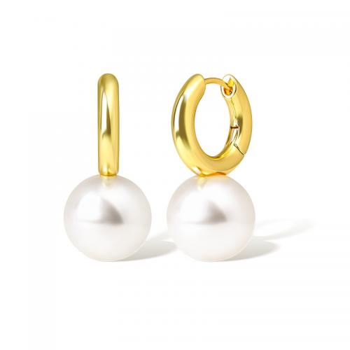 Messing Spring hoop oorbellen, met Glasparel, plated, voor vrouw, gouden, Verkocht door pair