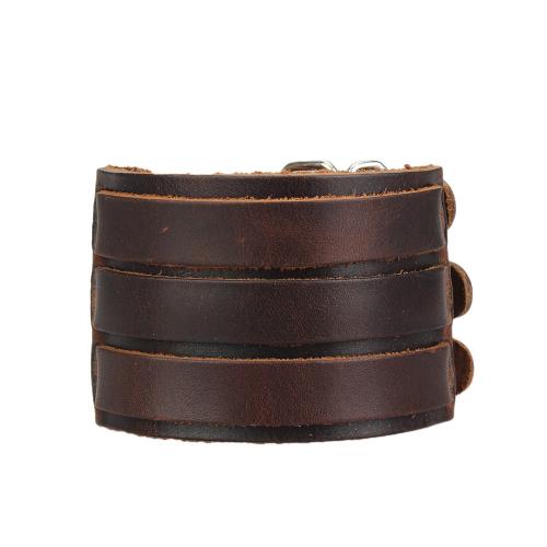 Cowhide Bracelet, with Tibetan Style, punk style & Unisex & different styles for choice, Length:Approx 6.7 Inch, Sold By PC