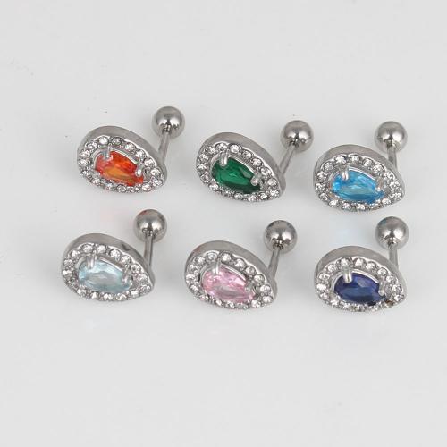 Stainless Steel Belly Ring 316 Stainless Steel with Cubic Zirconia Teardrop fashion jewelry & Unisex & with rhinestone nickel lead & cadmium free Sold By Bag
