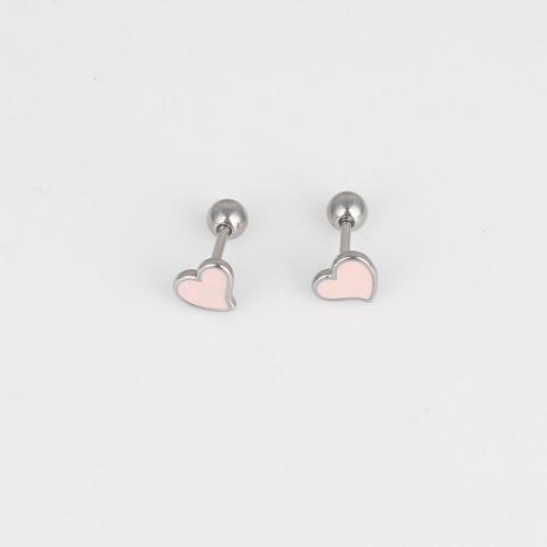 Stainless Steel Belly Ring 316 Stainless Steel Heart fashion jewelry & Unisex & enamel pink nickel lead & cadmium free Sold By Bag