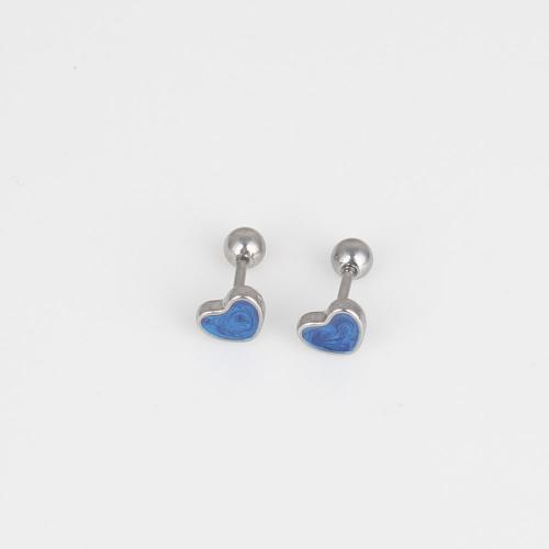 Stainless Steel Belly Ring, 316 Stainless Steel, Heart, fashion jewelry & Unisex & enamel, blue, nickel, lead & cadmium free, 6.60x5.40x1.70mm, 6PCs/Bag, Sold By Bag