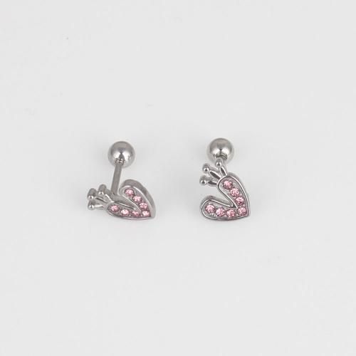 Stainless Steel Belly Ring 316 Stainless Steel Heart fashion jewelry & Unisex & with rhinestone pink nickel lead & cadmium free Sold By Bag