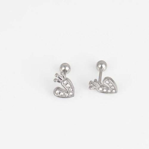 Stainless Steel Belly Ring 316 Stainless Steel Heart fashion jewelry & Unisex & with rhinestone clear nickel lead & cadmium free Sold By Bag