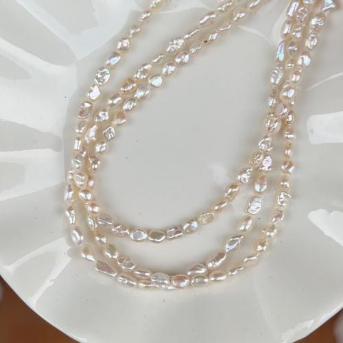 Perles nacres baroques de culture d'eau douce , perle d'eau douce cultivée, DIY, blanc, 4-5mm, Vendu par Environ 36 cm brin
