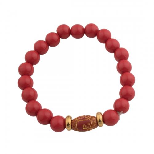 Fashion Bracelet Cinnabar, cinabre, bijoux de mode & unisexe, rouge, 9x9mm, Longueur Environ 22 cm, Vendu par PC