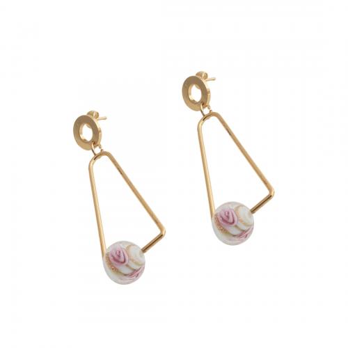 Stainless Steel Drop Earring, 304 Stainless Steel, fashion jewelry & for woman, golden, 55.50x17mm, Sold By Pair