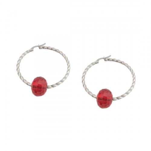 Stainless Steel Drop Earring 304 Stainless Steel with Glass Beads fashion jewelry & for woman original color Sold By Pair