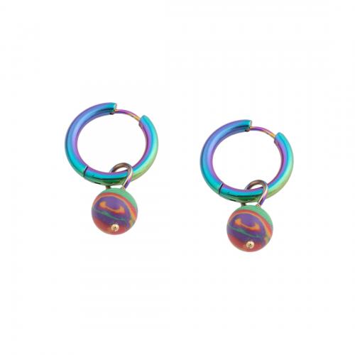 Huggie Hoop Drop Earring 304 Stainless Steel fashion jewelry & for woman multi-colored Sold By Pair