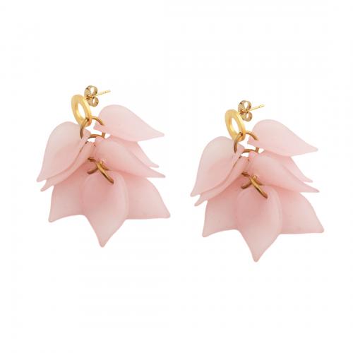 Stainless Steel Drop Earring 304 Stainless Steel with Plastic fashion jewelry & for woman golden Sold By Pair