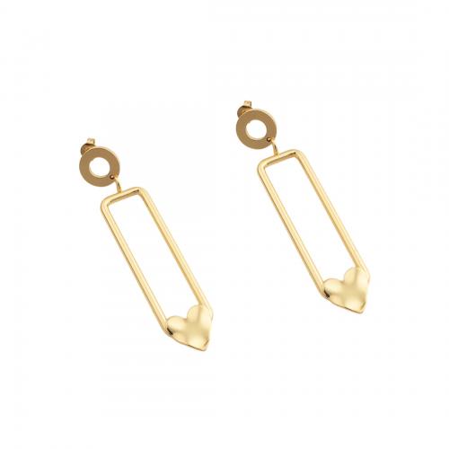 Stainless Steel Drop Earring, 304 Stainless Steel, fashion jewelry & for woman, golden, 58.50x12.50mm, Sold By Pair
