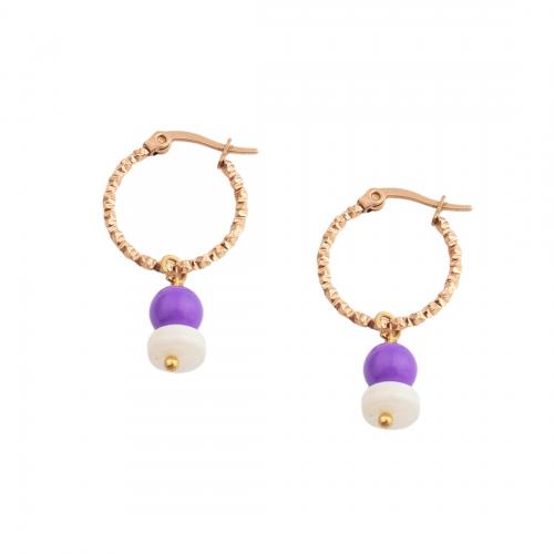 Stainless Steel Drop Earring 304 Stainless Steel with Shell & Plastic fashion jewelry & for woman golden Sold By Pair