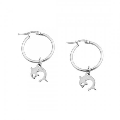 Stainless Steel Drop Earring 304 Stainless Steel Dolphin fashion jewelry & for woman original color Sold By Pair