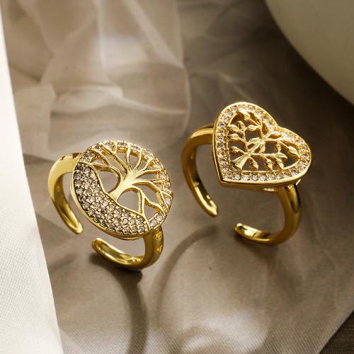 Cubic Zirconia Micro Pave Brass Ring & micro pave cubic zirconia & for woman golden nickel lead & cadmium free Sold By PC