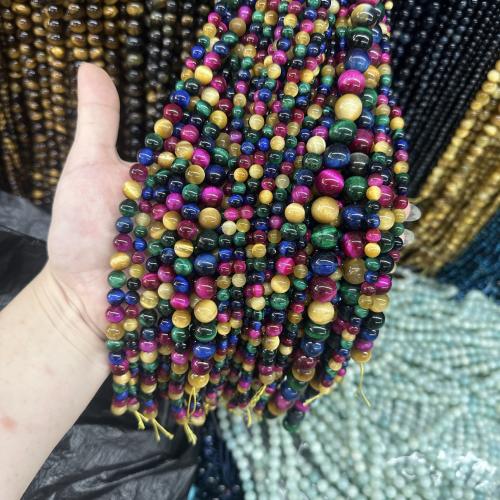 Tigerauge Perlen, rund, DIY & verschiedene Größen vorhanden, gemischte Farben, verkauft per ca. 38 cm Strang
