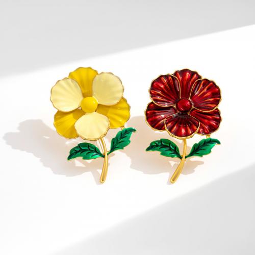 Tibetan Style Brooches, Flower, for woman & enamel, more colors for choice, nickel, lead & cadmium free, 95x60mm, Sold By PC