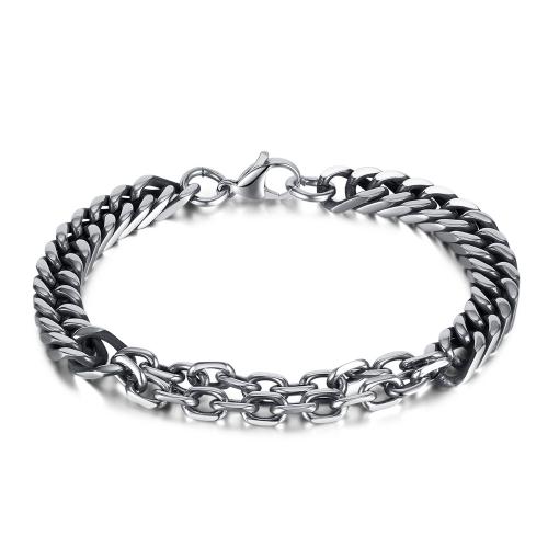 Stainless Steel Jewelry Bracelet, 304 Stainless Steel, polished, fashion jewelry & for man, original color, nickel, lead & cadmium free, wide:8mm, Length:Approx 210 mm, Sold By PC