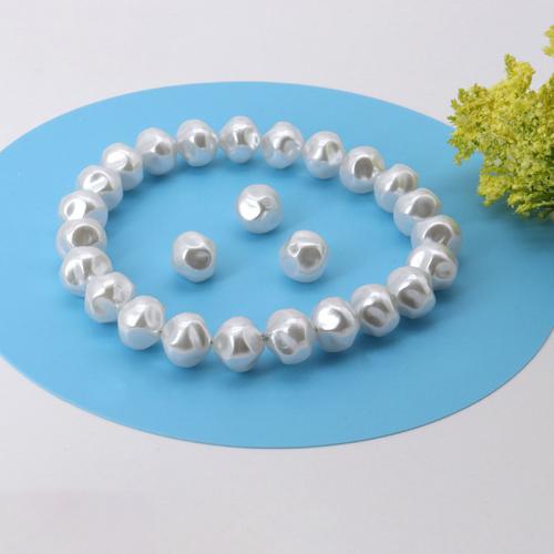 Perles en plastique ABS, Plat rond, peinture, DIY, blanc, 10mm, Environ 300PC/sac, Vendu par sac